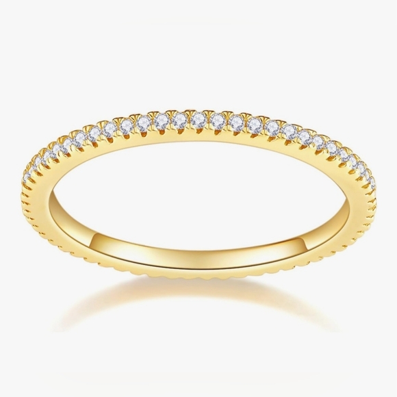 Jewelry - 14k Gold Plated Cubic Zirconia Eternity Band Size 5.5